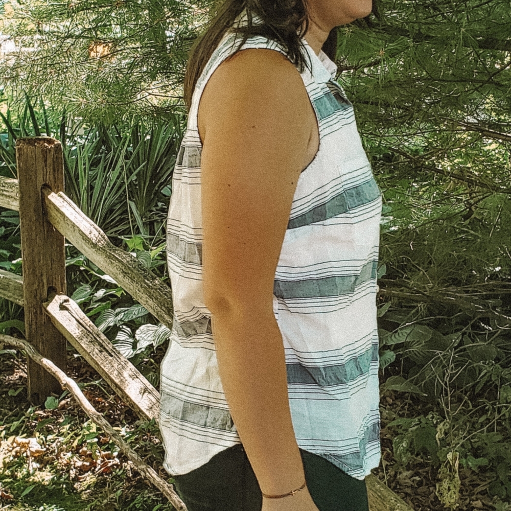 Striped Button-up Tank - Picture 3 of 3